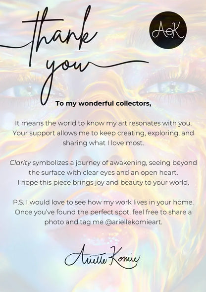 Clarity — A letter from the artist